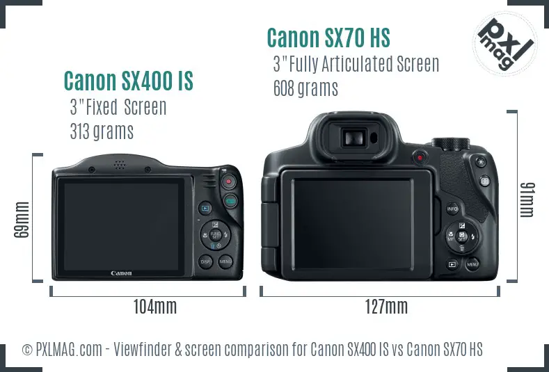 Canon SX400 IS vs Canon SX70 HS Screen and Viewfinder comparison