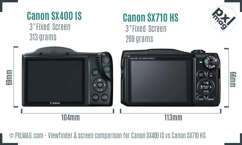 Canon SX400 IS vs Canon SX710 HS Screen and Viewfinder comparison