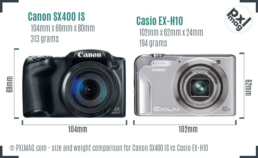 Canon SX400 IS vs Casio EX-H10 size comparison Canon SX400 IS vs Casio EX-H10 size comparison