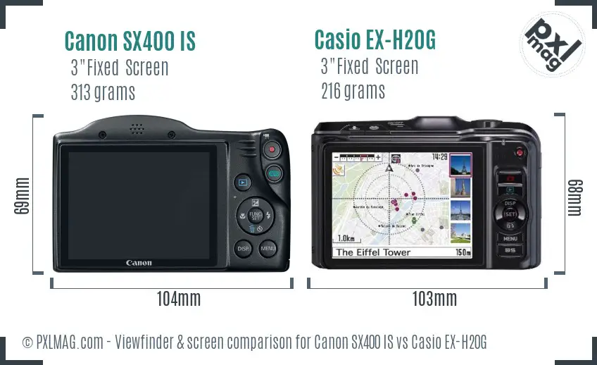 Canon SX400 IS vs Casio EX-H20G Screen and Viewfinder comparison
