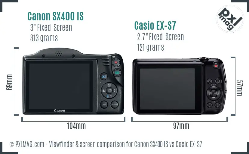 Canon SX400 IS vs Casio EX-S7 Screen and Viewfinder comparison