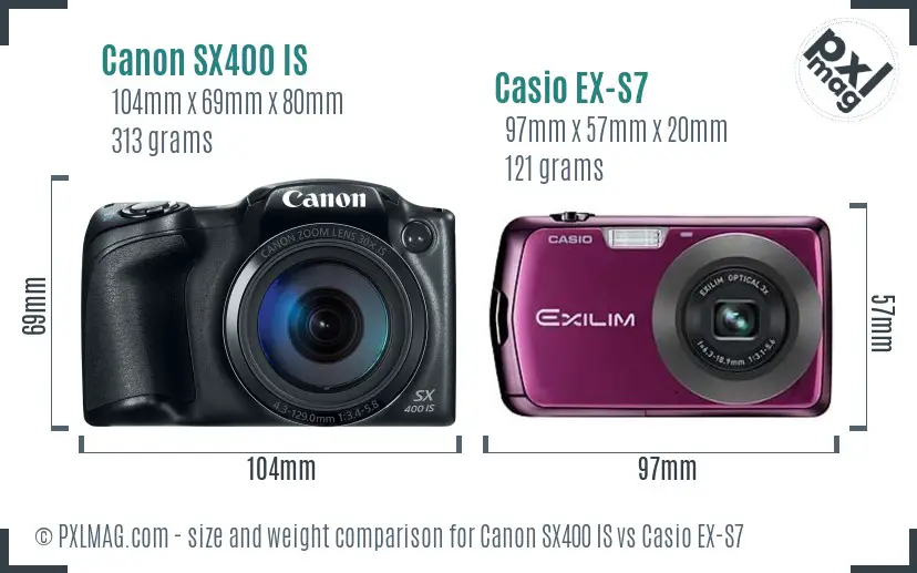 Canon SX400 IS vs Casio EX-S7 size comparison