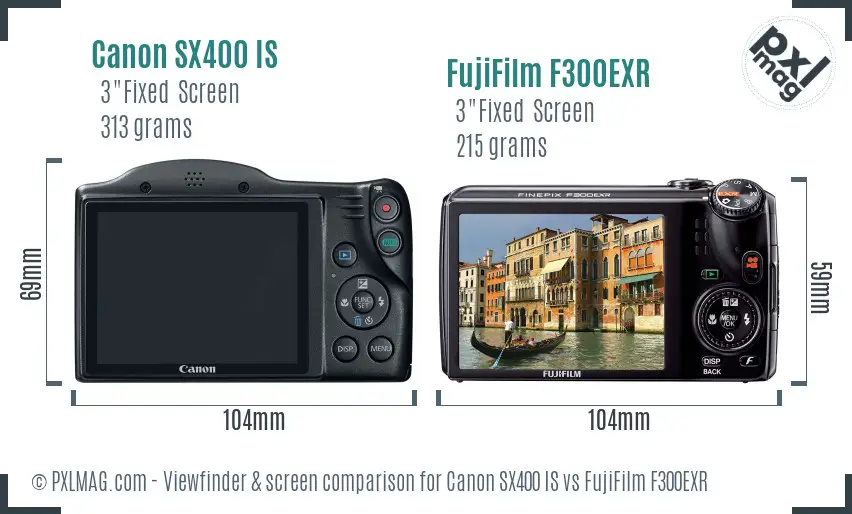 Canon SX400 IS vs FujiFilm F300EXR Screen and Viewfinder comparison Canon SX400 IS vs FujiFilm F300EXR Screen and Viewfinder comparison