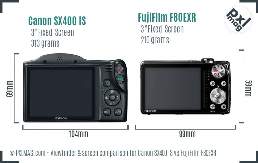 Canon SX400 IS vs FujiFilm F80EXR Screen and Viewfinder comparison