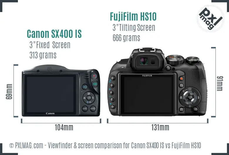 Canon SX400 IS vs FujiFilm HS10 Screen and Viewfinder comparison