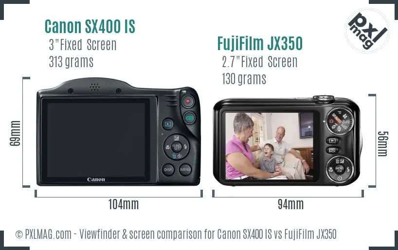 Canon SX400 IS vs FujiFilm JX350 Screen and Viewfinder comparison Canon SX400 IS vs FujiFilm JX350 Screen and Viewfinder comparison