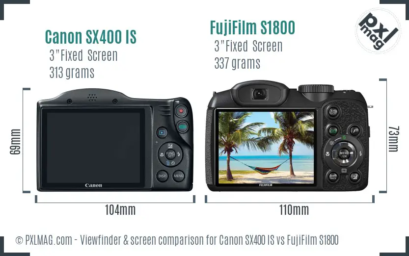 Canon SX400 IS vs FujiFilm S1800 Screen and Viewfinder comparison