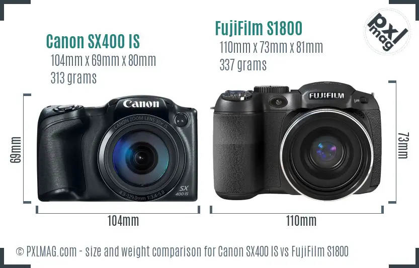 Canon SX400 IS vs FujiFilm S1800 size comparison