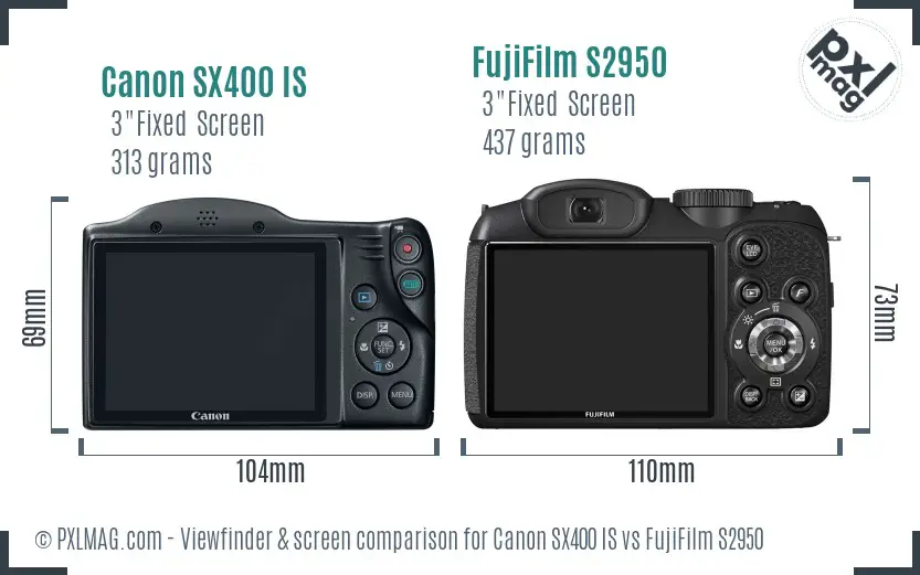 Canon SX400 IS vs FujiFilm S2950 Screen and Viewfinder comparison