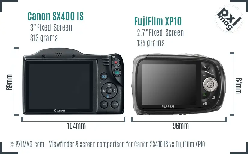 Canon SX400 IS vs FujiFilm XP10 Screen and Viewfinder comparison