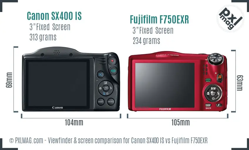 Canon SX400 IS vs Fujifilm F750EXR Screen and Viewfinder comparison Canon SX400 IS vs Fujifilm F750EXR Screen and Viewfinder comparison