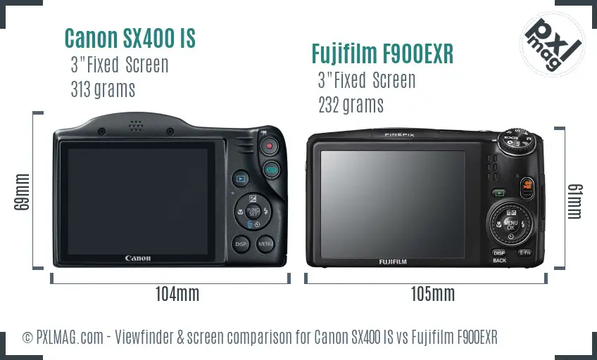 Canon SX400 IS vs Fujifilm F900EXR Screen and Viewfinder comparison