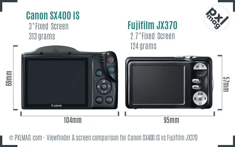 Canon SX400 IS vs Fujifilm JX370 Screen and Viewfinder comparison