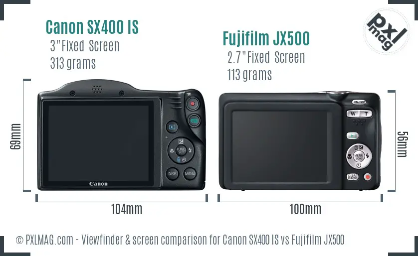 Canon SX400 IS vs Fujifilm JX500 Screen and Viewfinder comparison
