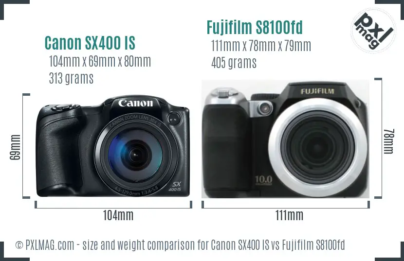 Canon SX400 IS vs Fujifilm S8100fd size comparison Canon SX400 IS vs Fujifilm S8100fd size comparison