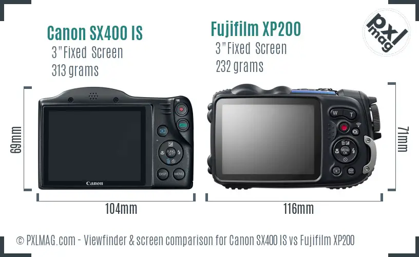 Canon SX400 IS vs Fujifilm XP200 Screen and Viewfinder comparison Canon SX400 IS vs Fujifilm XP200 Screen and Viewfinder comparison