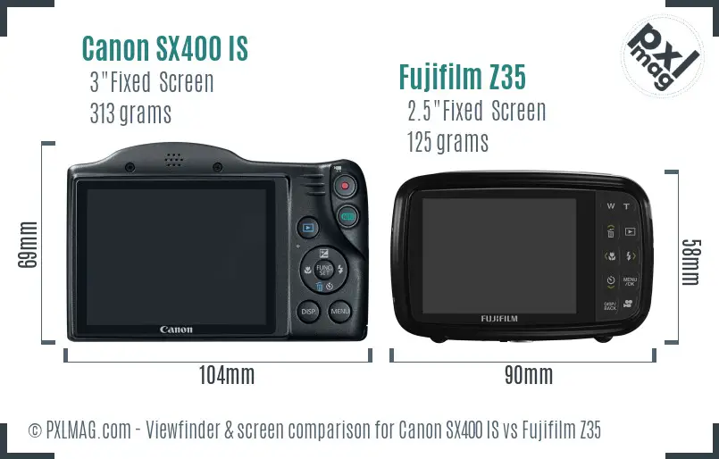 Canon SX400 IS vs Fujifilm Z35 Screen and Viewfinder comparison Canon SX400 IS vs Fujifilm Z35 Screen and Viewfinder comparison