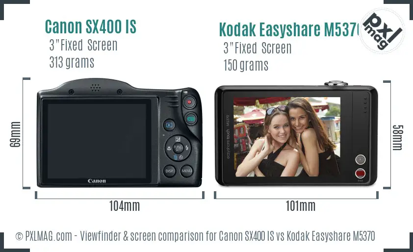 Canon SX400 IS vs Kodak Easyshare M5370 Screen and Viewfinder comparison