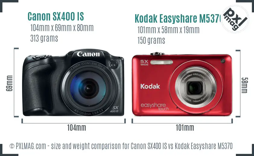 Canon SX400 IS vs Kodak Easyshare M5370 size comparison