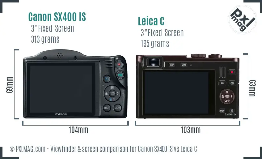 Canon SX400 IS vs Leica C Screen and Viewfinder comparison Canon SX400 IS vs Leica C Screen and Viewfinder comparison