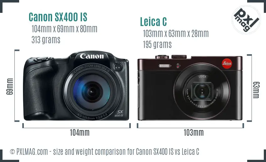 Canon SX400 IS vs Leica C size comparison Canon SX400 IS vs Leica C size comparison