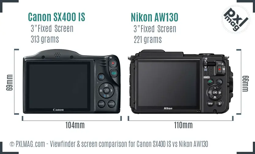 Canon SX400 IS vs Nikon AW130 Screen and Viewfinder comparison Canon SX400 IS vs Nikon AW130 Screen and Viewfinder comparison