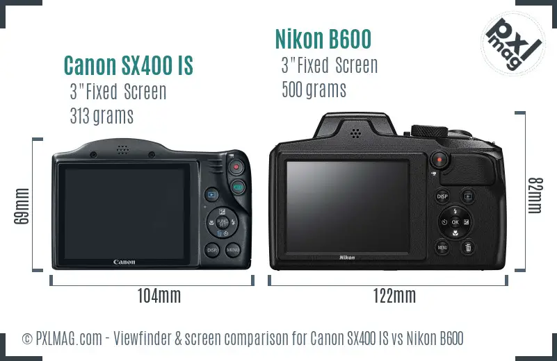 Canon SX400 IS vs Nikon B600 Screen and Viewfinder comparison