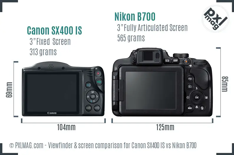 Canon SX400 IS vs Nikon B700 Screen and Viewfinder comparison Canon SX400 IS vs Nikon B700 Screen and Viewfinder comparison
