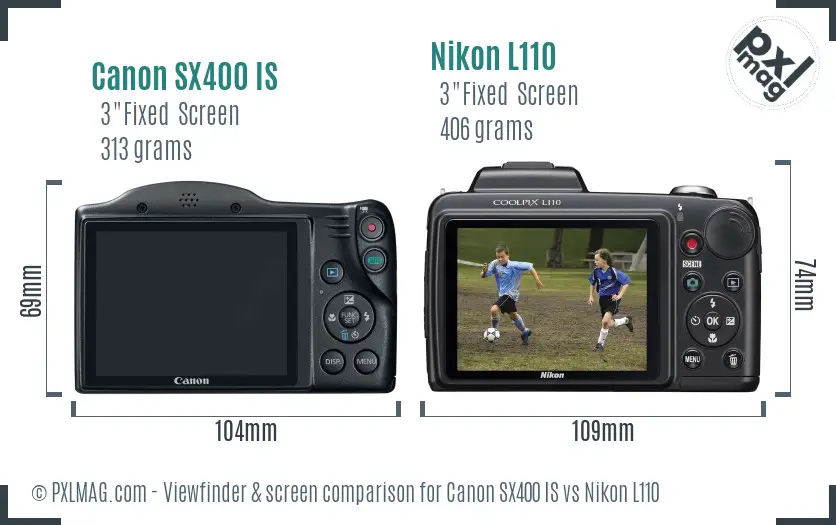 Canon SX400 IS vs Nikon L110 Screen and Viewfinder comparison Canon SX400 IS vs Nikon L110 Screen and Viewfinder comparison