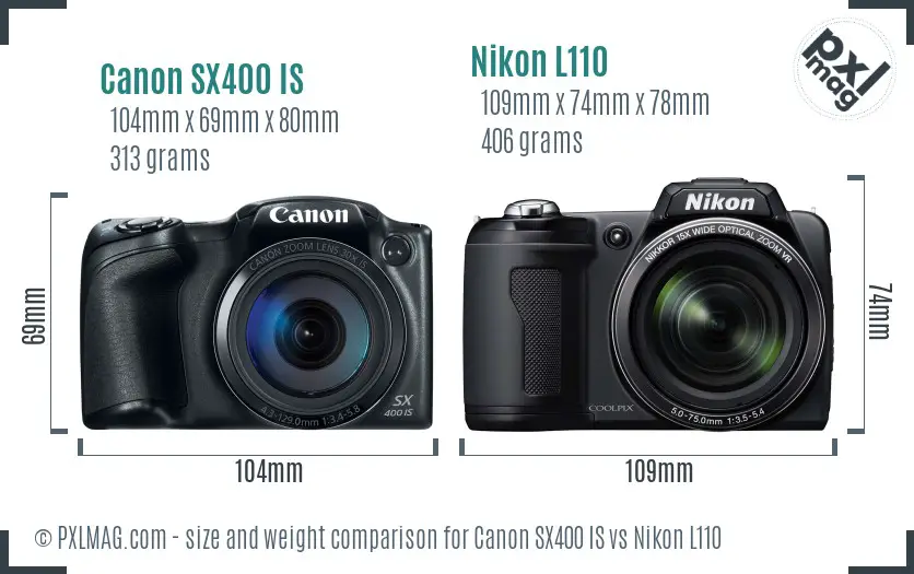 Canon SX400 IS vs Nikon L110 size comparison Canon SX400 IS vs Nikon L110 size comparison
