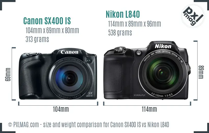 Canon SX400 IS vs Nikon L840 size comparison