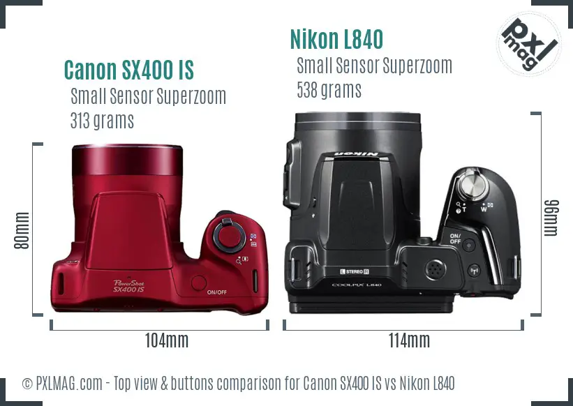 Canon SX400 IS vs Nikon L840 top view buttons comparison