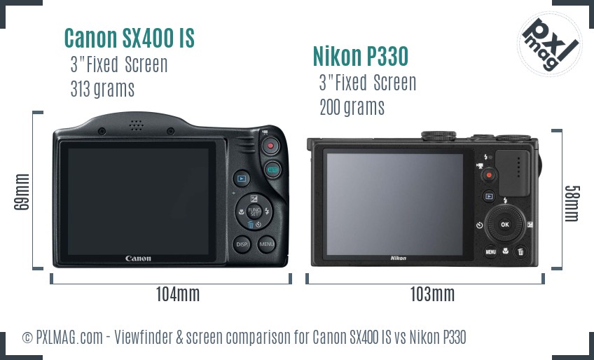 Canon SX400 IS vs Nikon P330 Screen and Viewfinder comparison
