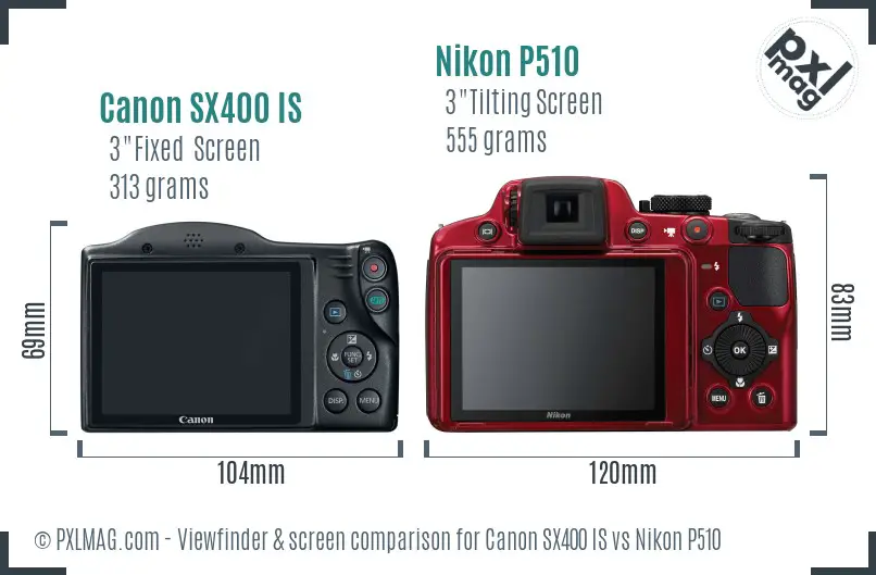 Canon SX400 IS vs Nikon P510 Screen and Viewfinder comparison