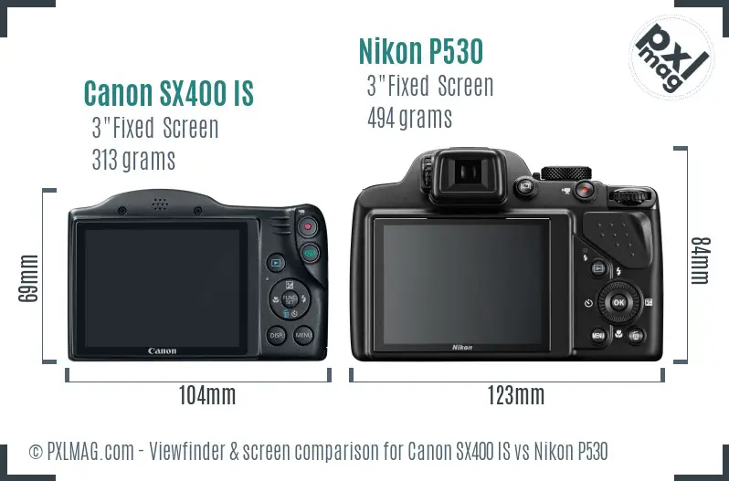 Canon SX400 IS vs Nikon P530 Screen and Viewfinder comparison