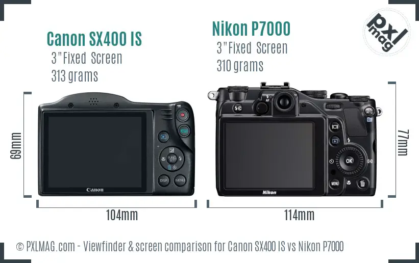 Canon SX400 IS vs Nikon P7000 Screen and Viewfinder comparison
