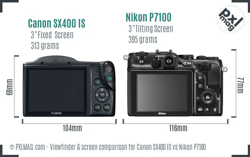 Canon SX400 IS vs Nikon P7100 Screen and Viewfinder comparison Canon SX400 IS vs Nikon P7100 Screen and Viewfinder comparison