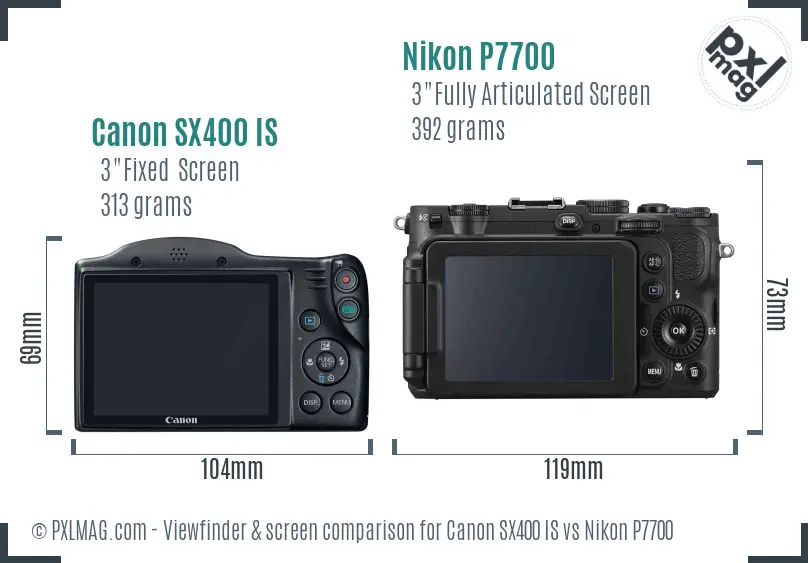 Canon SX400 IS vs Nikon P7700 Screen and Viewfinder comparison