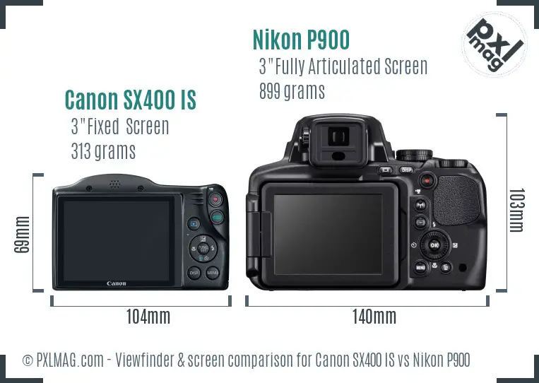 Canon SX400 IS vs Nikon P900 Screen and Viewfinder comparison Canon SX400 IS vs Nikon P900 Screen and Viewfinder comparison