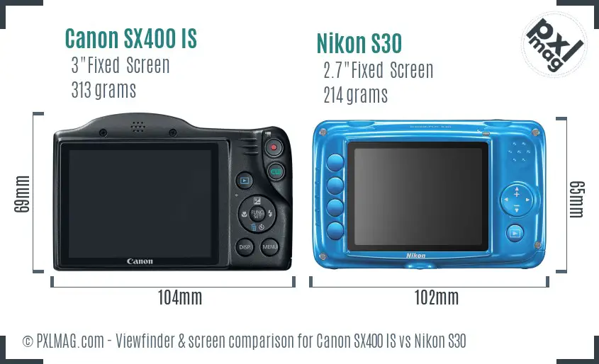 Canon SX400 IS vs Nikon S30 Screen and Viewfinder comparison Canon SX400 IS vs Nikon S30 Screen and Viewfinder comparison