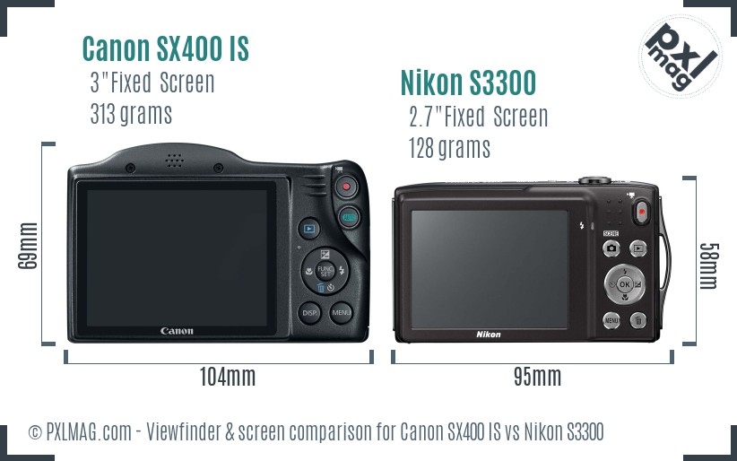 Canon SX400 IS vs Nikon S3300 Screen and Viewfinder comparison