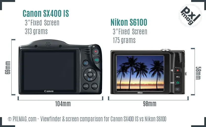 Canon SX400 IS vs Nikon S6100 Screen and Viewfinder comparison