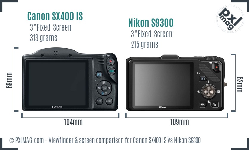 Canon SX400 IS vs Nikon S9300 Screen and Viewfinder comparison