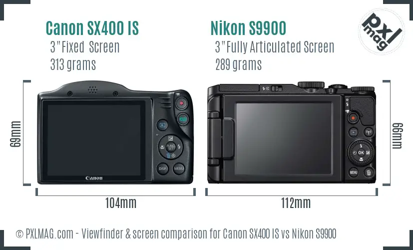 Canon SX400 IS vs Nikon S9900 Screen and Viewfinder comparison Canon SX400 IS vs Nikon S9900 Screen and Viewfinder comparison