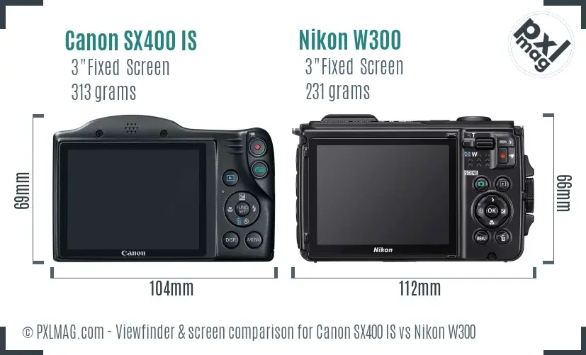 Canon SX400 IS vs Nikon W300 Screen and Viewfinder comparison Canon SX400 IS vs Nikon W300 Screen and Viewfinder comparison