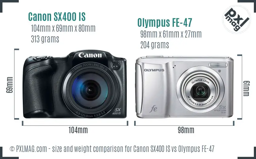 Canon SX400 IS vs Olympus FE-47 size comparison Canon SX400 IS vs Olympus FE-47 size comparison