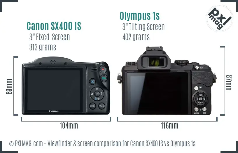 Canon SX400 IS vs Olympus 1s Screen and Viewfinder comparison Canon SX400 IS vs Olympus 1s Screen and Viewfinder comparison