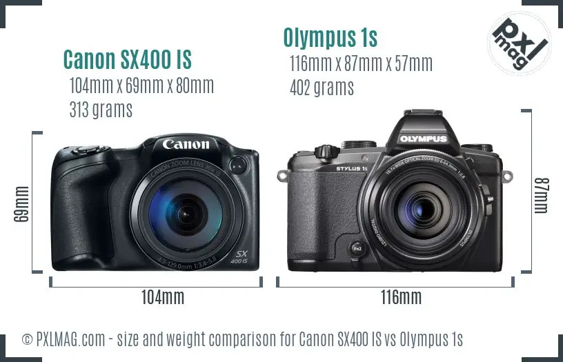 Canon SX400 IS vs Olympus 1s size comparison Canon SX400 IS vs Olympus 1s size comparison