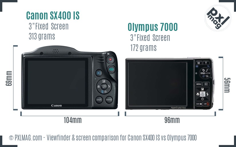 Canon SX400 IS vs Olympus 7000 Screen and Viewfinder comparison