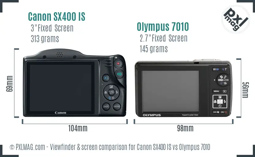 Canon SX400 IS vs Olympus 7010 Screen and Viewfinder comparison